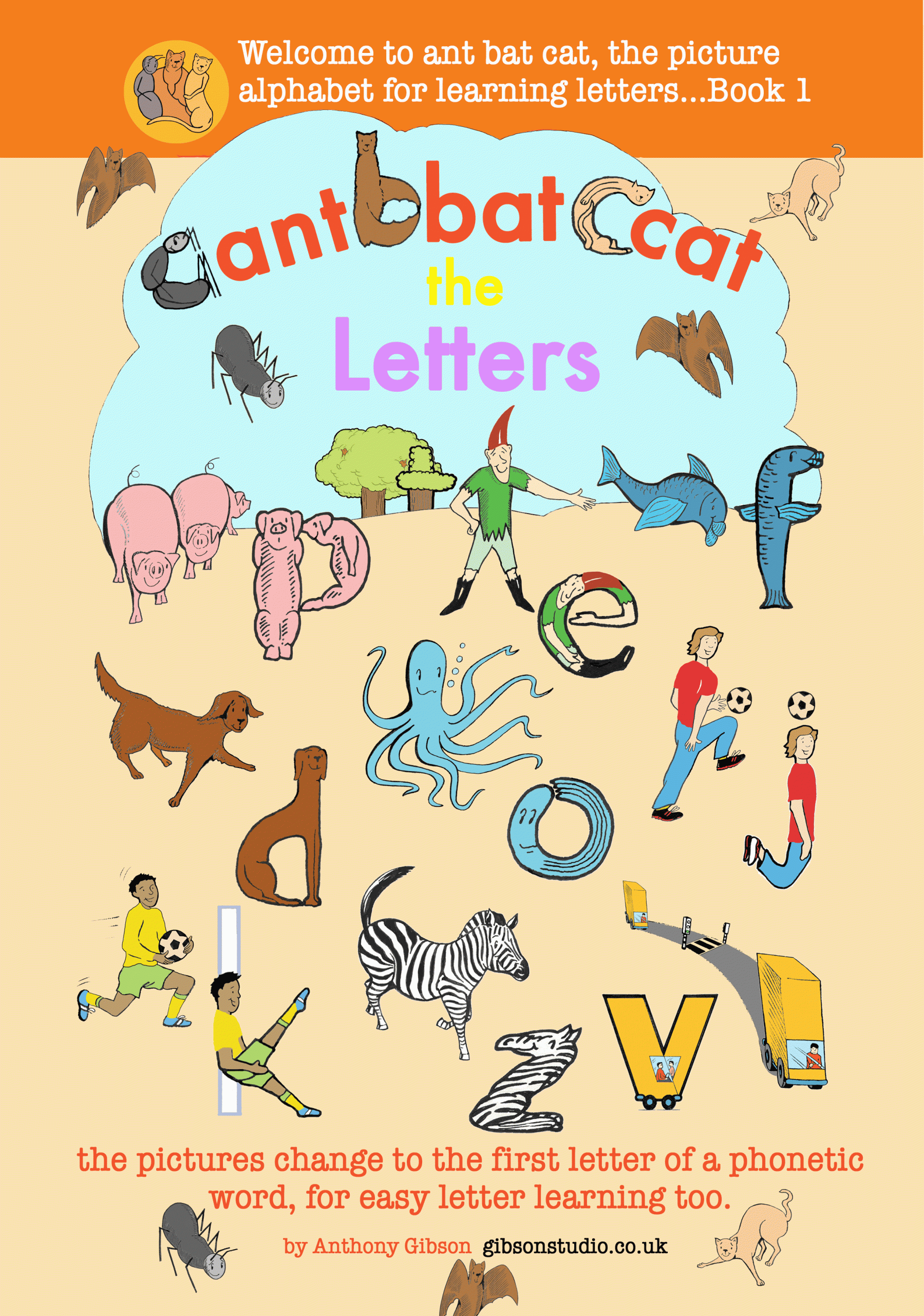 Picture letters to colour and draw in a fun phonetic alphabet.