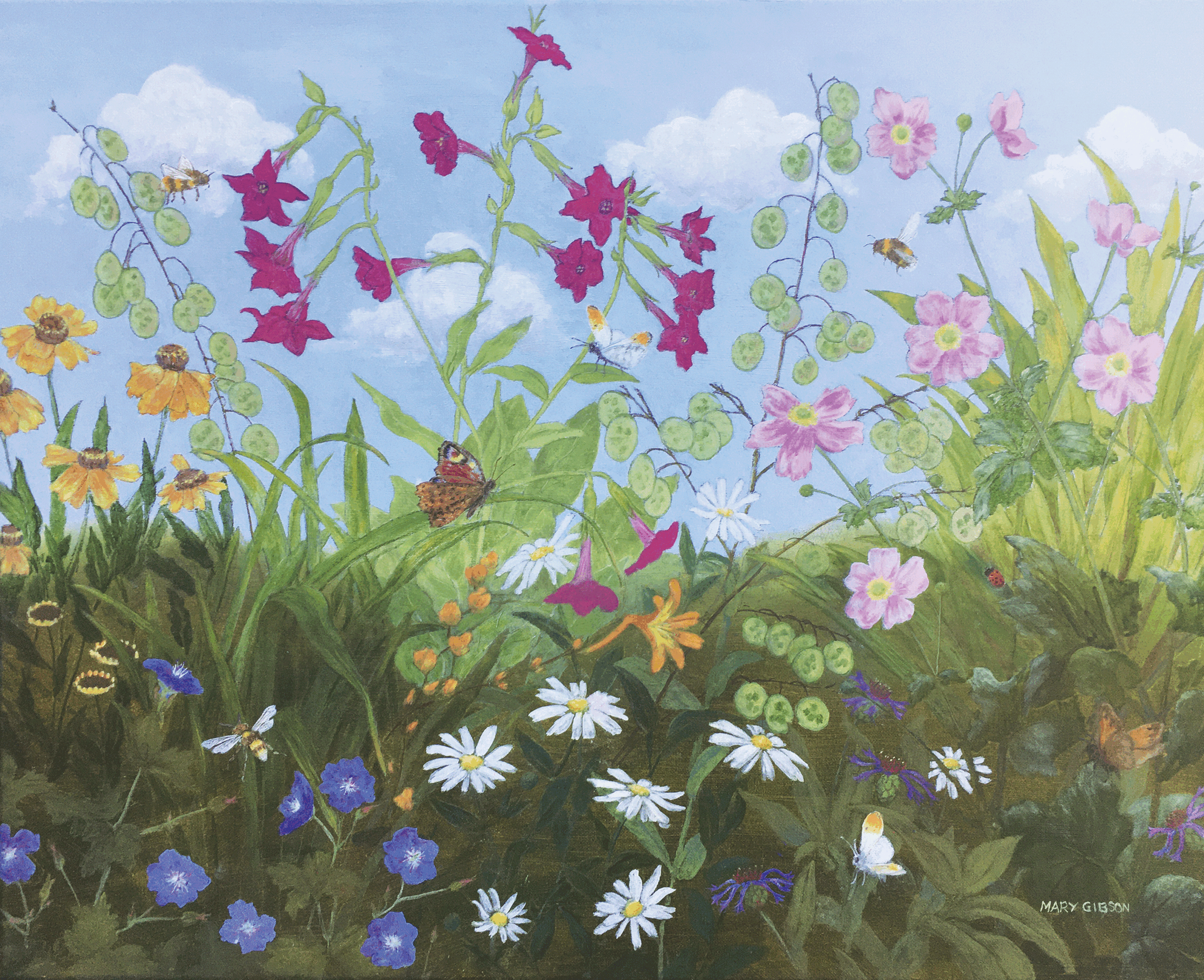 'Late summer flowers'. Original oil on canvas.Size: W50 x H40cms. Including wooden frame, £295.